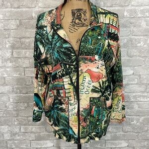 Chico’s Scenic Island Zip Up Sweater